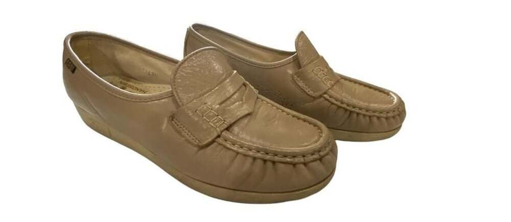 Sas Women Taupe Beige Leather Classic Penny Loafers Handsewn Soft Step 8.5